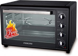 Nikai 120 Ltr Double Glass Electric Oven, Multifunction Toaster Oven With Convection Fan & Rotisserie, Keep Warm Function For Toasting/ Baking/ Broiling, Nt1201Rcax, Black