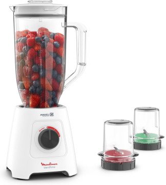 Moulinex Blender 2.8l Plastic Jug with Grinder and Mini Chopper Blend Force 600w Lm458127 - 3 Plastic Jars Removable Blades Smart Lock Technology 2 Speeds With Pulse