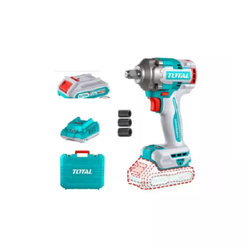 Total Cordless Impact Wrench 1/2" Lithium-ion 20V with Brushless Motor, Integrated LED Work Light, Battery & Charger TIWLI2040