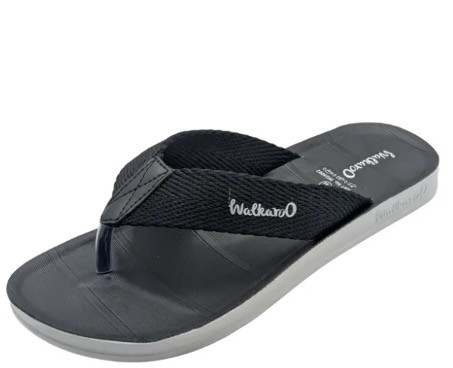 Walkaroo Men's Solid Thong Sandals Lightweight PU Sole (WG5002) - Black / Size 41