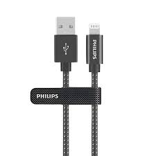 Philips USB-A to Lightning Fast Charging & Data Sync Cable 1m, Compatible with iPhone, iPad & Apple Devices, Durable Braided Design, Stable High-Speed Charging & USB 2.0 Data Transfer for Home, Office & Travel DLC5030V/00