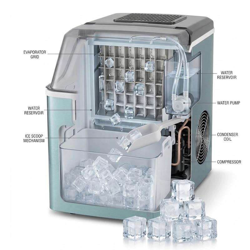 Westpoint Ice Maker Machine 20KG with 3.2L Water Reservoir, Fast Ice Production & Portable Large Capacity Design WICH 2025.FI