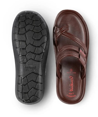 Walkaroo Men's Casual Toe-Ring Sandals Lightweight PU Sole (13350) - Brown / Size 41
