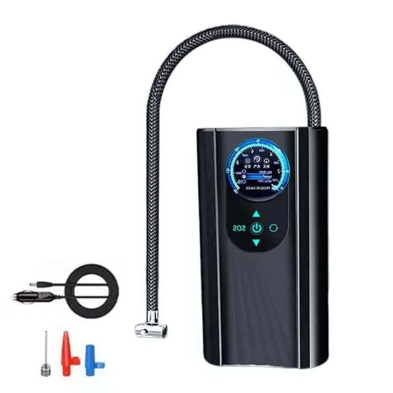 Portable Digital Air Compressor With LCD Display, Automatic Tire Inflator Pump, Rechargeable Electric Air Pump For Cars, Motorcycles, Bicycles & Sports Equipment