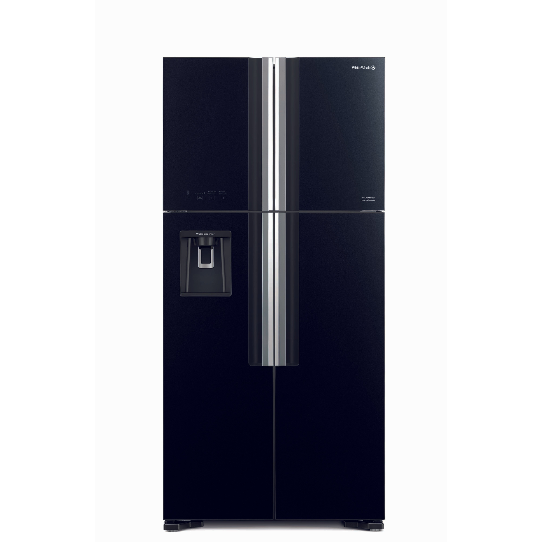 Hitachi 590L 4 Door Side by Side Refrigerator, Water Dispenser, No Frost, Automatic Ice Maker Glass Black R-W760PU7 GBK