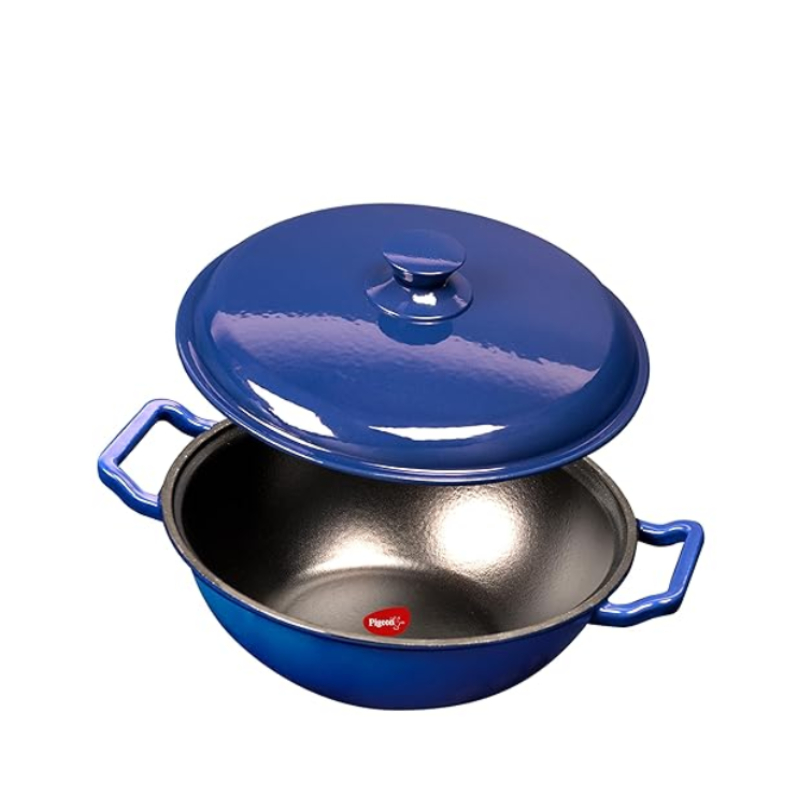 Pigeon Imperi Luxe Cast Iron Kadai 24cm – Natural Non-Stick, Toxin-Free & Durable Cookware Sap 16300