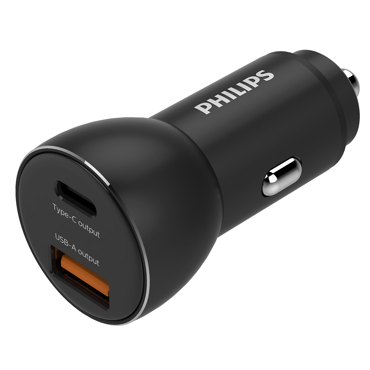Philips 36W Dual Port Car Charger (USB-C PD + USB-A), Fast Charging Adapter for Smartphones, Tablets & GPS Devices, Metal Body, 2-Device Simultaneous Charging, Smart Protection (Overheat, Overvoltage, Overcurrent), Compact 12V Vehicle Charger DLP5521C/00