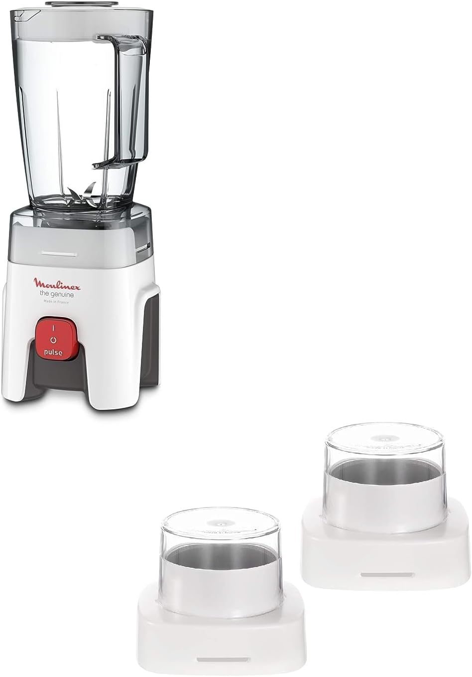 MOULINEX Blender | Genuine 1.75 L Blender Smoothie Maker | Mixer | 500 W |2 Attachments | One Speed and Pulse Function |White LM242B28 (Made in France)