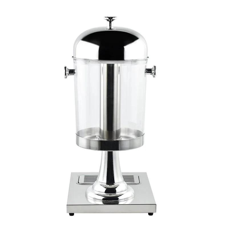 Commercial Kitchen Equipment Single Juice Dispenser 8L, Professional Silver Stainless Steel Cold Beverage Server, High-Capacity Buffet Juice Dispenser WG-Q8