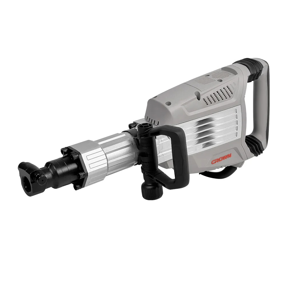 CROWN CT18124 BMC Demolition Hammer HEX 30, 1750W, 48J Impact Energy, 1600 BPM, Heavy-Duty Concrete Crusher with Vibration Absorption