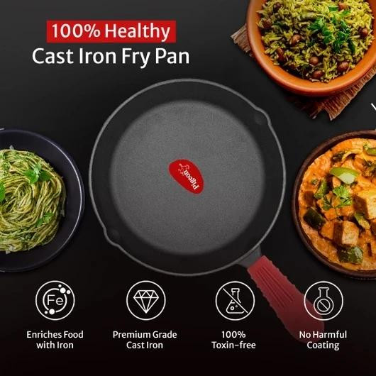 Pigeon Frypan 20CM Imperi Cast Iron – Non-Stick, Toxin-Free with Free Silicone Grip