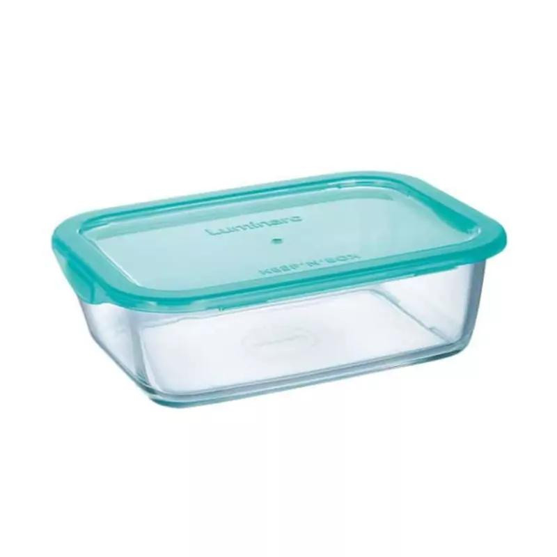 Luminarc Keep 'N' Flat Rim Rectangular Storage Box 1.22L Lagoon P5517