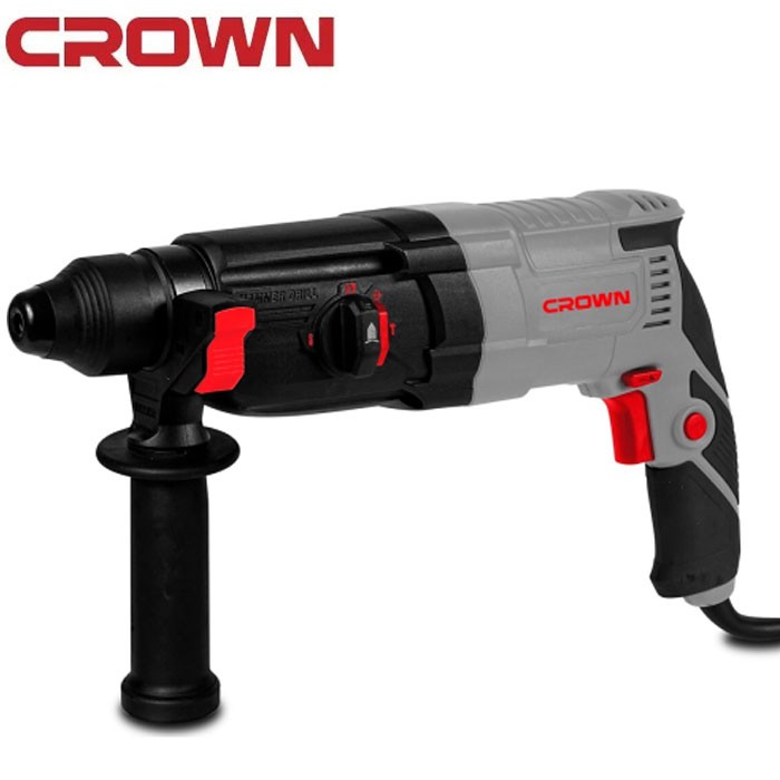 CROWN CT18211 Rotary Hammer Drill 800W, SDS-Plus, 2.8J Impact Energy, 3 Modes, 26mm Concrete Capacity