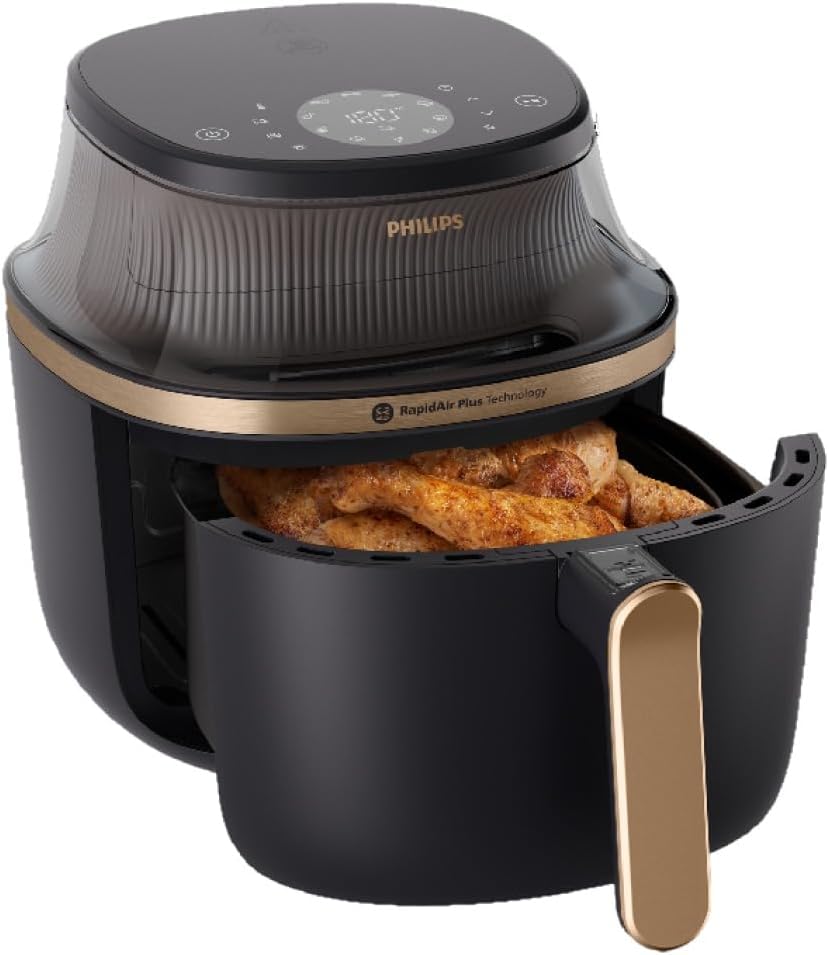 Philips Airfryer 3000 Series 6.2L, Cooking Window, 16-in-1 Airfryer, RapidAir Plus Technology, Fat Removal, HomeID Recipe App, Easy to Clean (NA332/09)