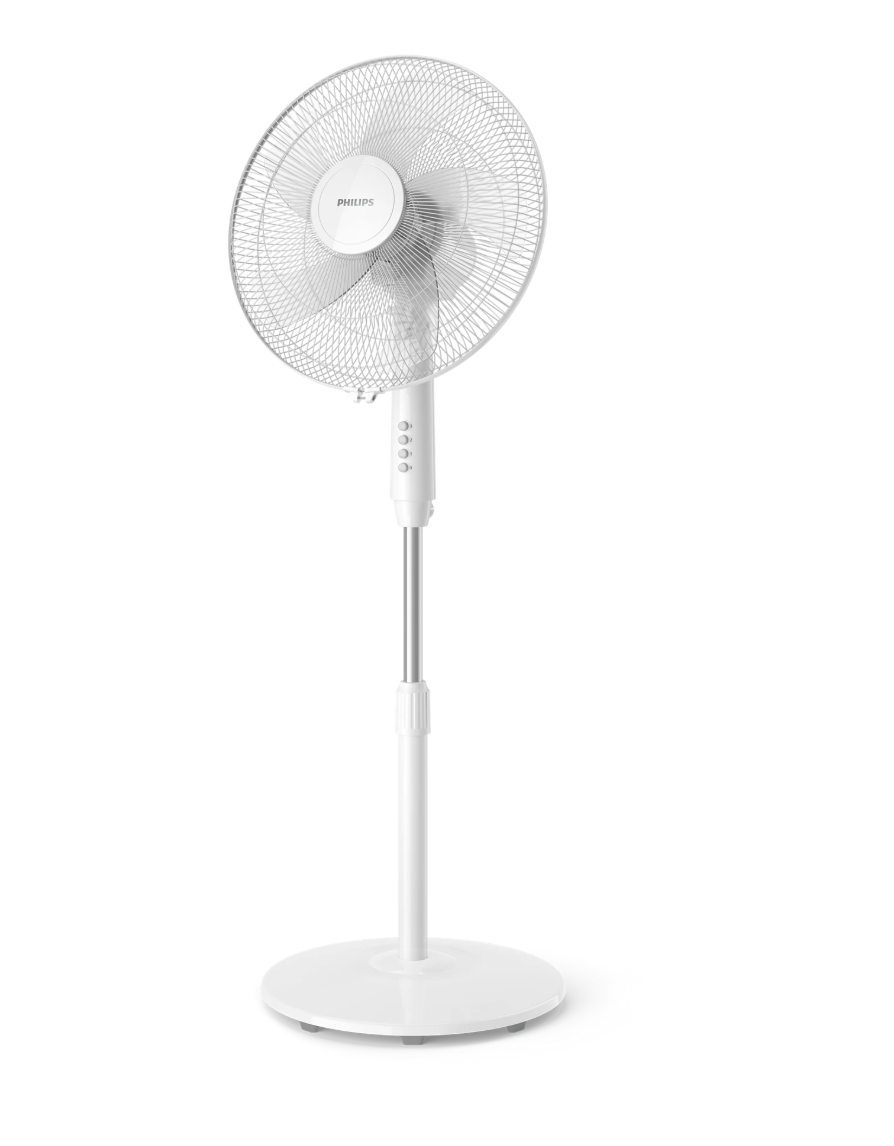 Philips Series 600 18" Pedestal Fan ACP620/00, 45W, 3 Speeds, 80° Oscillation, Quiet 40 dB, Adjustable Height, 45 cm Fan Head