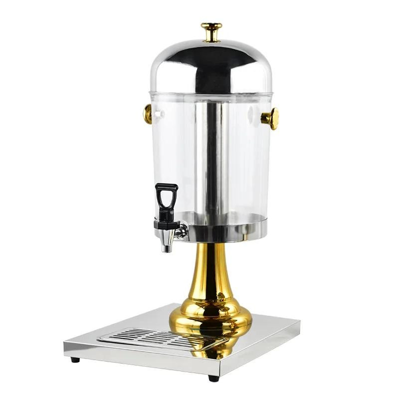 Commercial Kitchen Equipment Single Juice Dispenser 8L, Luxury Gold Stainless Steel Cold Beverage Server, High-Capacity Premium Buffet Juice Dispenser WG-W8