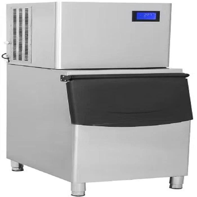 Commercial Electric Industrial Ice Cube Maker, 200kg/Day High-Capacity Water-Cooled Split Ice Machine, Professional 100kg Large Storage Ice Maker WG-KK400S