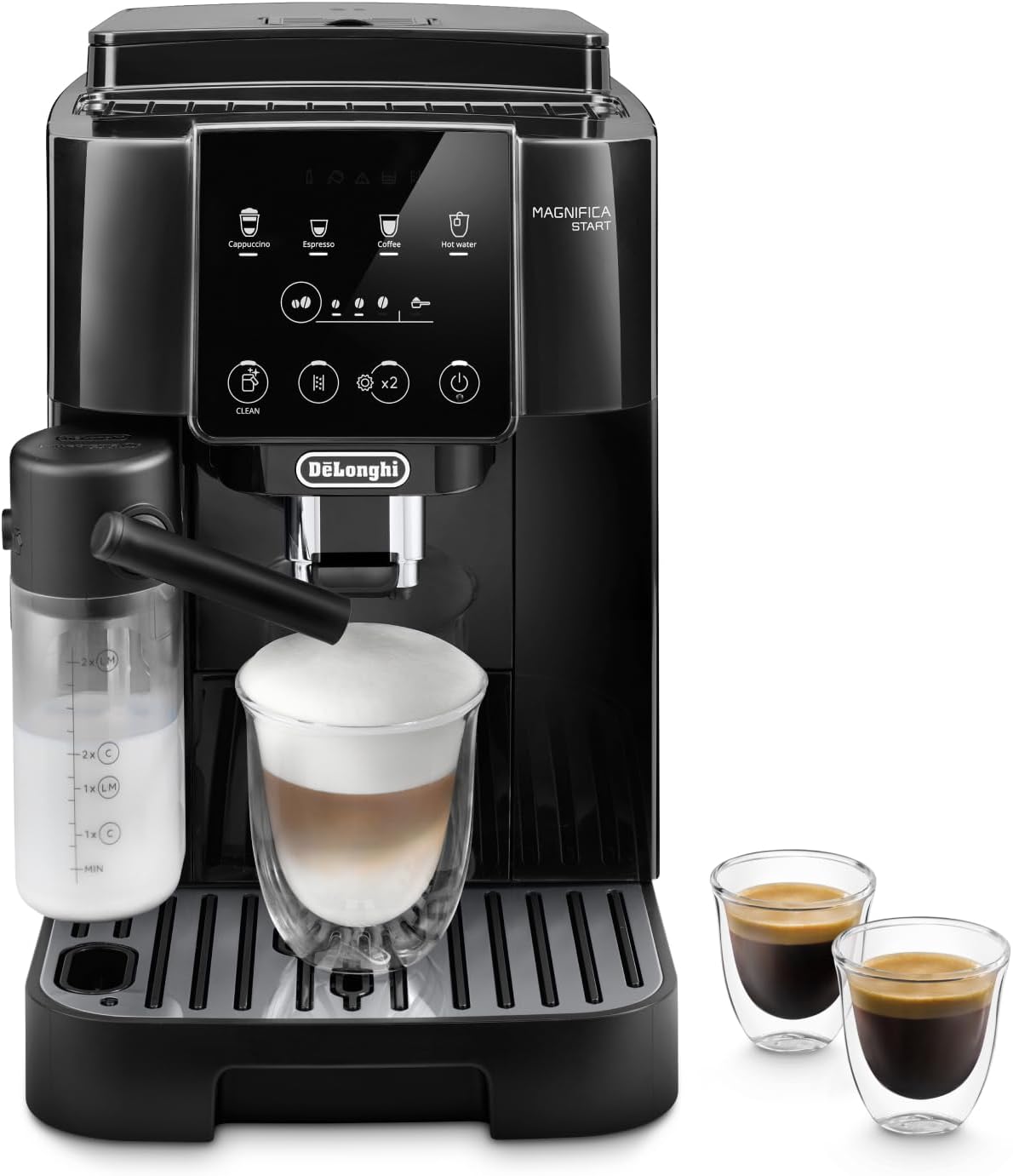 De'Longhi Magnifica Start ECAM220.60.B, Fully Automatic Bean to Cup Coffee Machine with 4 One-Touch Recipes, Soft-Touch Control Panel, Auto Milk, 1450W, Black