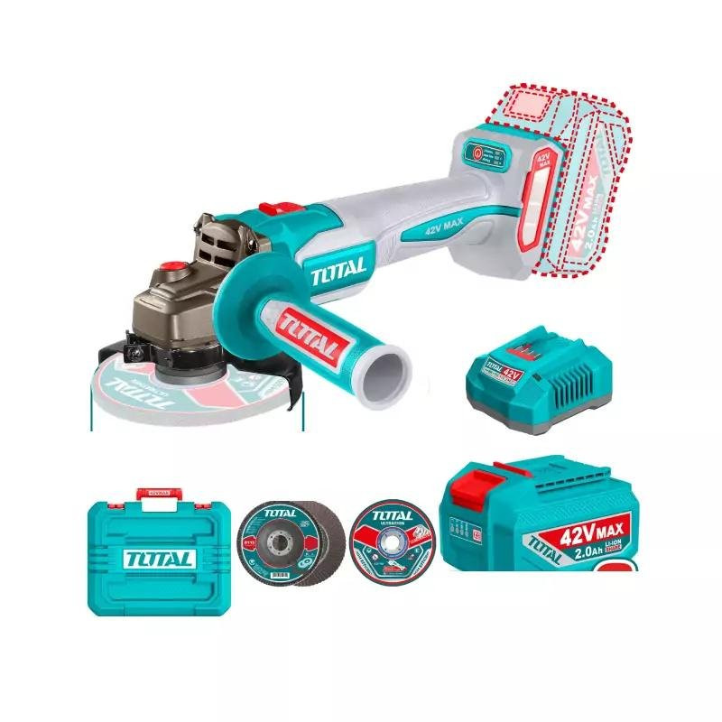 Total Cordless Angle Grinder 42V 1080W with Brushless Motor, Battery & Charger TAGLI4108112