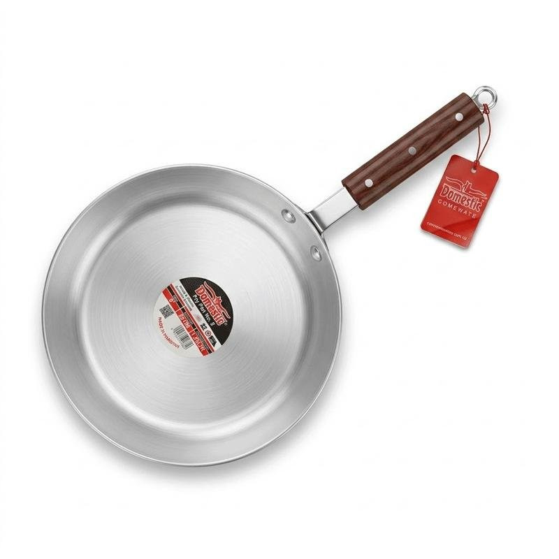 Domestic Stainless Steel Frying Pan 10 Inch 1.75L with Wooden Handle D-25c