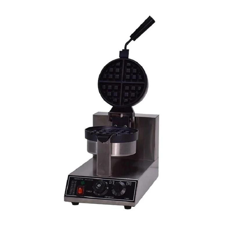 Commercial Electric Rotating Single-Plate Waffle Baker, 1.2kW Professional 18.3cm Round Waffle Maker, Industrial Heavy-Duty Belgian Waffle Machine WG-HF-1Z (Bevel)