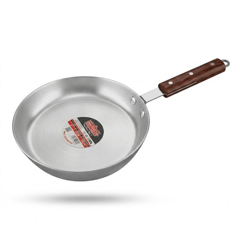 Domestic Stainless Steel Frying Pan 8 Inch 0.75L with Wooden Handle D-25a