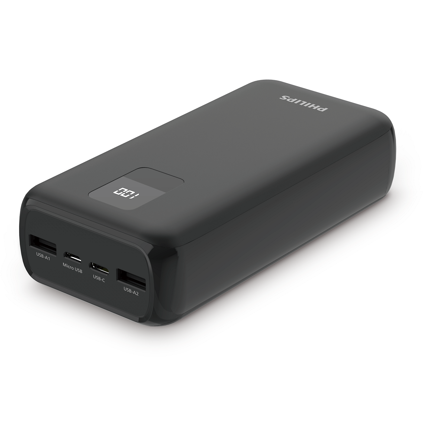 Philips  High-Capacity 27,000–30,000mAh Power Bank, USB-C PD 3.0 (20W) + USB-A QC 3.0 (18W), Dual Output Fast Charging, Multi-Device Support, LCD Battery Display, Travel & Emergency Backup Portable Charger for Smartphones DLP2228CW/00