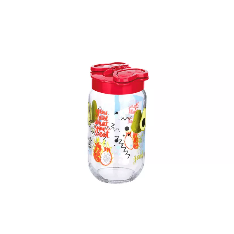 Titiz Jar Flap Patterned 1000ml BPA Free, Dishwasher Safe, Compact KC-232