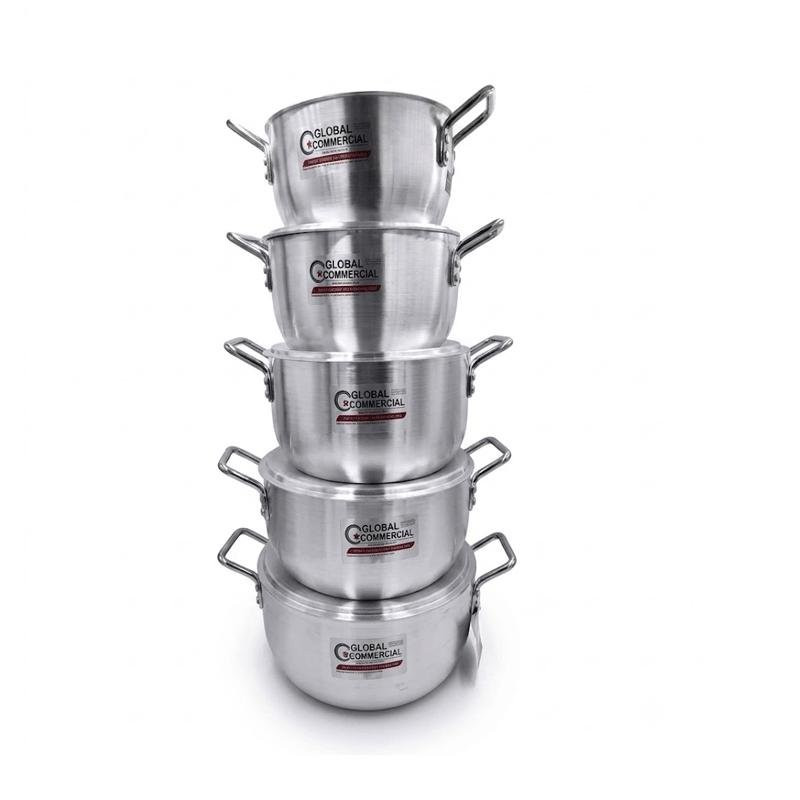 Klassic Aluminium Saucepot Set 5 Pieces Round Bottom 22cm 24cm 26cm 28cm 30cm Durable Lightweight Cooking Pots Set