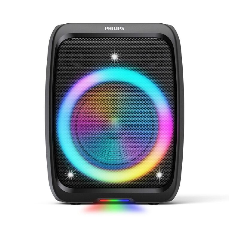 Philips Portable Bluetooth 6.0 Party Speaker 120W (60W RMS), 8” Woofer, Dual Tweeters, Bass+, RGB Light Show, Dual Mic Karaoke, TWS & Auracast, USB/AUX Playback, 10H Battery  TAX3000/00