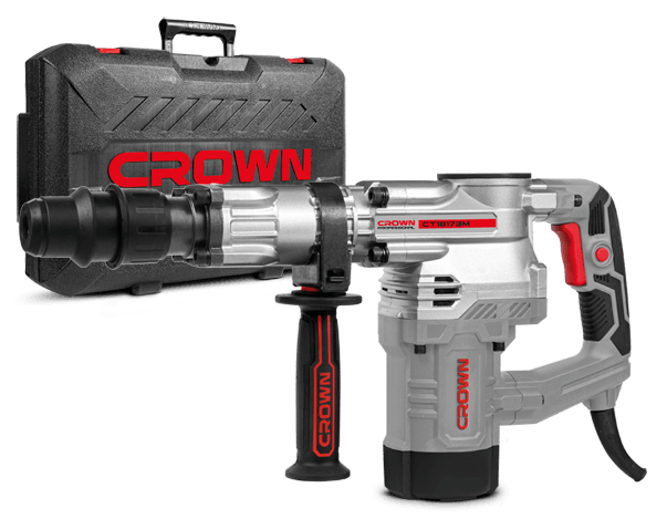 CROWN CT18173M BMC Rotary Hammer 1300W, SDS-MAX, 20J Impact, 2400 BPM, Heavy-Duty Drill & Chisel, 7.5kg