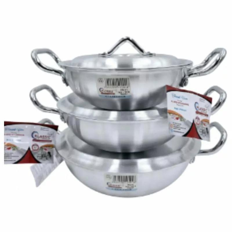 Klassic Aluminium Round Bottom Kadai 22cm, 24cm, 26cm, Even Heat Distribution, Deep Cooking Design, 502 round bottom kadai