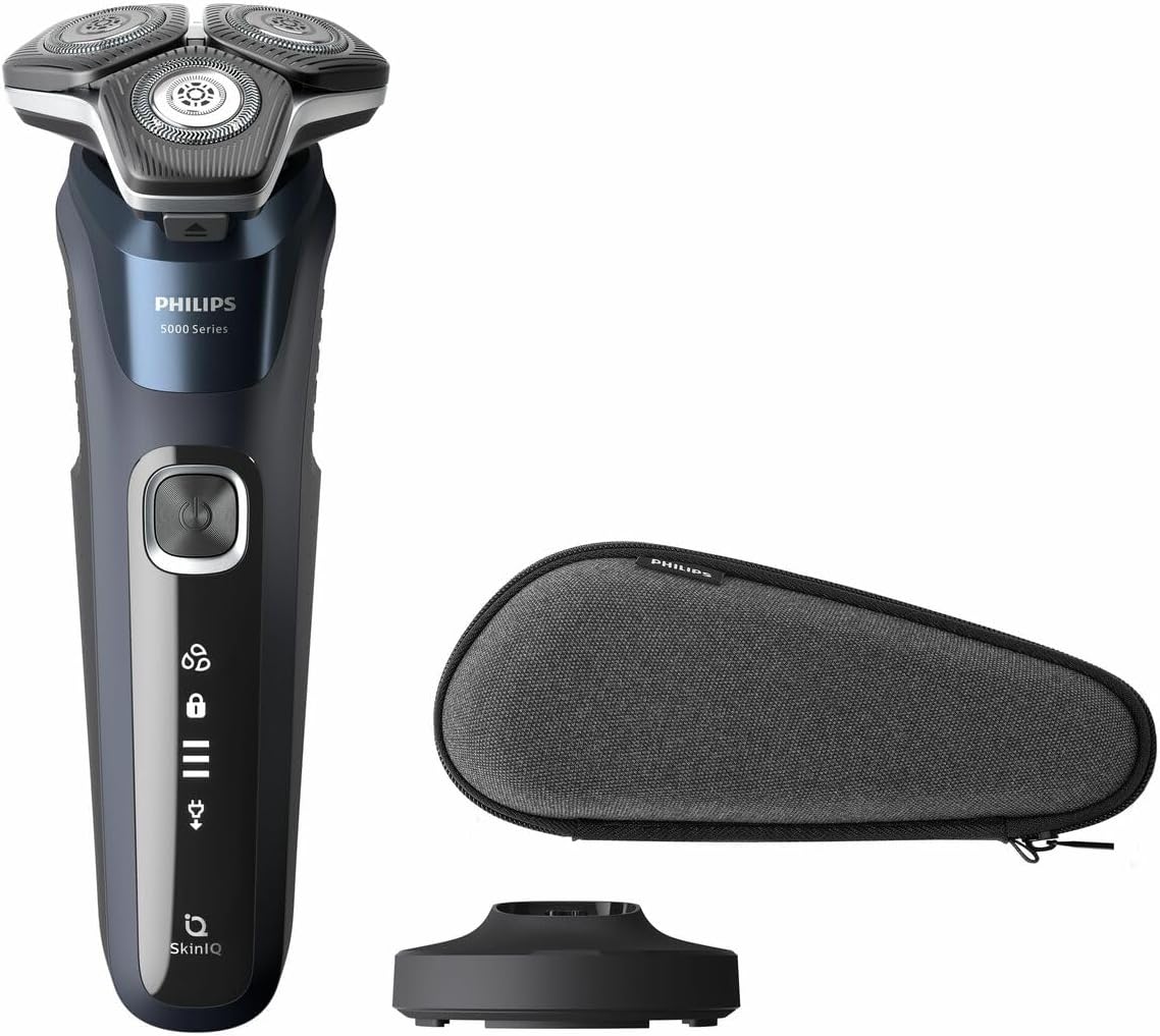 Philips Shaver Series 5000 S5885/10 Wet & Dry Electric Shaver, SteelPrecision Blades, SkinIQ Technology, 360-D Flex Heads, Cordless