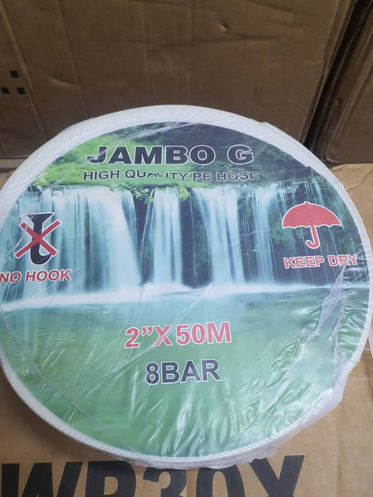 Jambo G 2-Inch Hose Pipe, 50 Meter Heavy Duty Flexible Water Hose for Irrigation, Agriculture, Gardening and Industrial Use
