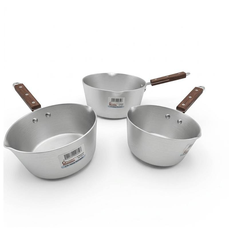 Klassic Milkpan Cookware Set 20cm 22cm & 24cm 3 Pieces Aluminium Cooking Pans for Chai Milk Ugali Soups & Stews