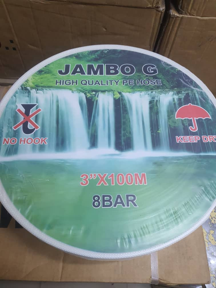 Jambo G 3-Inch Hose Pipe, 100 Meter Heavy Duty Flexible Water Hose for Irrigation, Agriculture, Water Transfer and Industrial Use