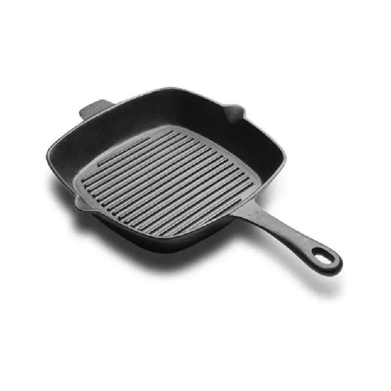 Bon Appetit Grill Skillet Frying Pan, Square, Cast Iron 26cm HM-BA186