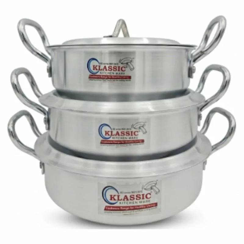 Klassic Aluminium Flat Kadai 28cm, 30cm, 32cm, Even Heat Distribution, Durable Build, Multi-Purpose Cooking 504 flat kadai