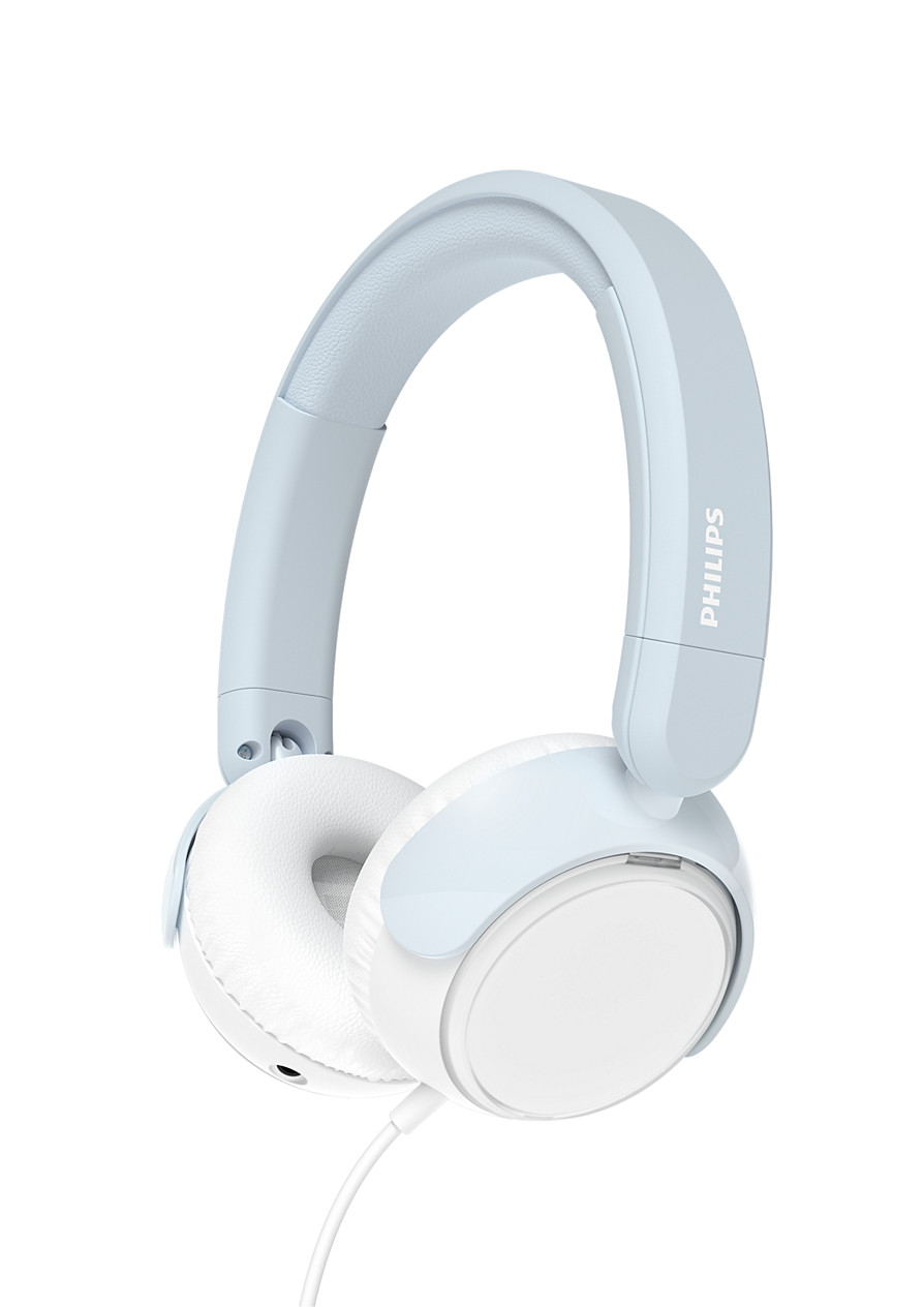 Philips TAK2000BL/37 Kids' On-Ear Headphones, 85 dB Volume Limit, 32 mm Drivers, Wired, Foldable, Blue