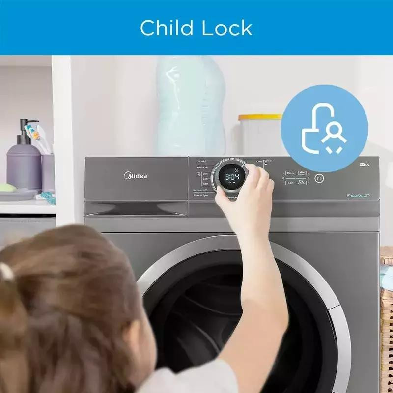 Midea Front Load Washing Machine 7KG, Slim Design, Energy Efficient, Titanium MF100W70/T