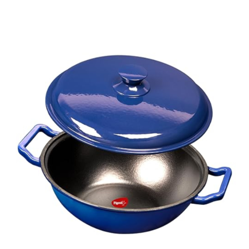 Pigeon Imperi Luxe Cast Iron Kadai 26cm – Natural Non-Stick, Toxin-Free & Durable Cookware Sap 16301