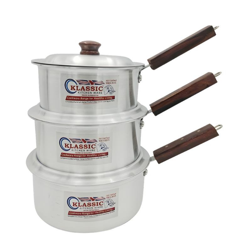 Klassic Aluminium Saucepan Set, 18cm 20cm 22cm, Durable Lightweight Cooking Pots Set, 853hg