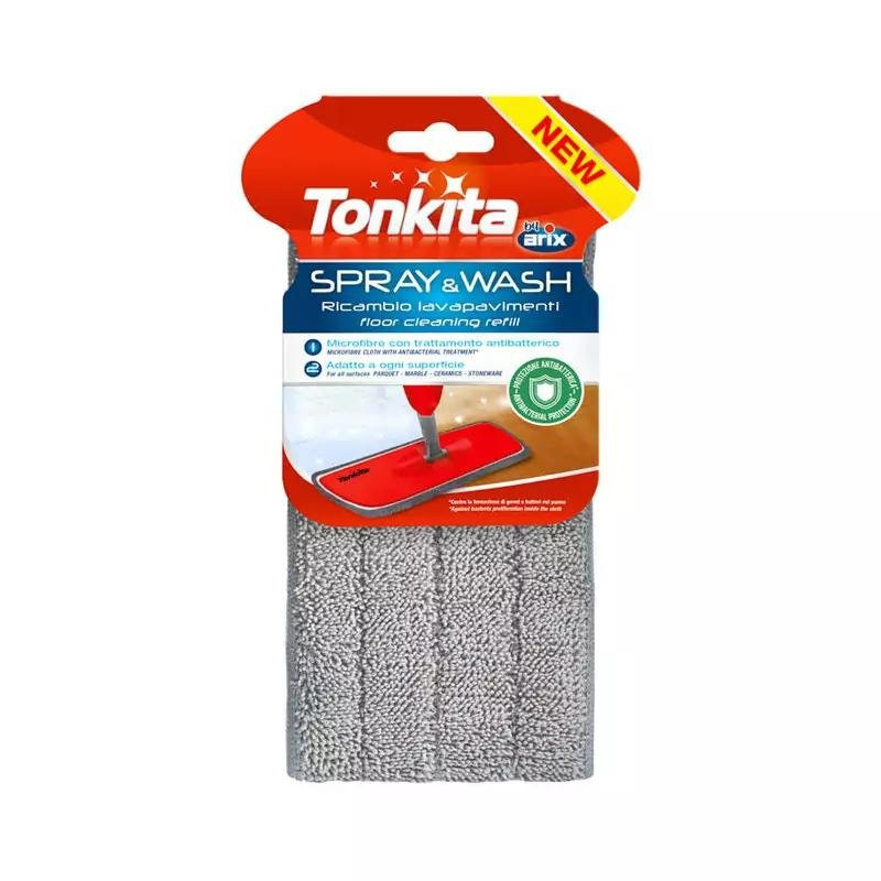 Tonkita Spray & Wash Mop Refill, Antibacterial and Easy to Clean, Microfiber Cloth TK781R Pack of 2