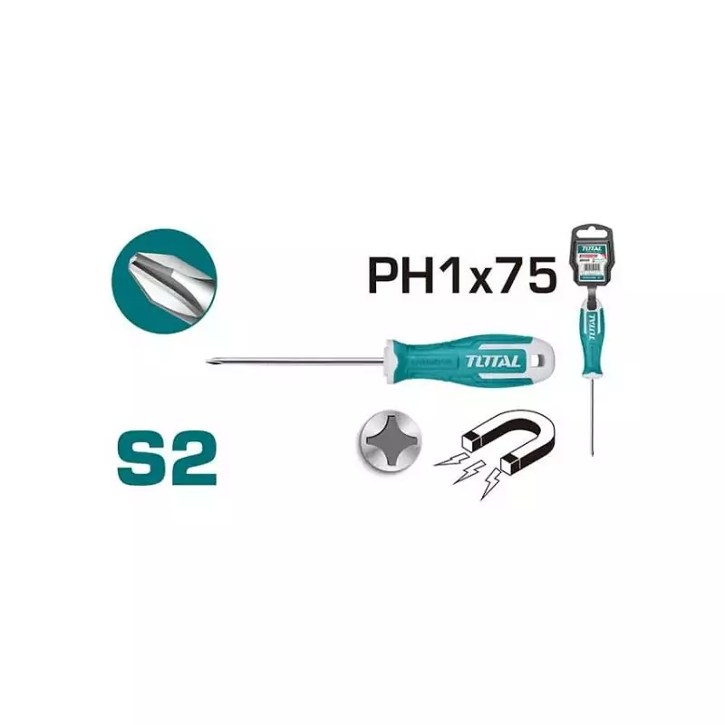 Total Phillips Screw Driver PH1 x 75mm THT26PH1075