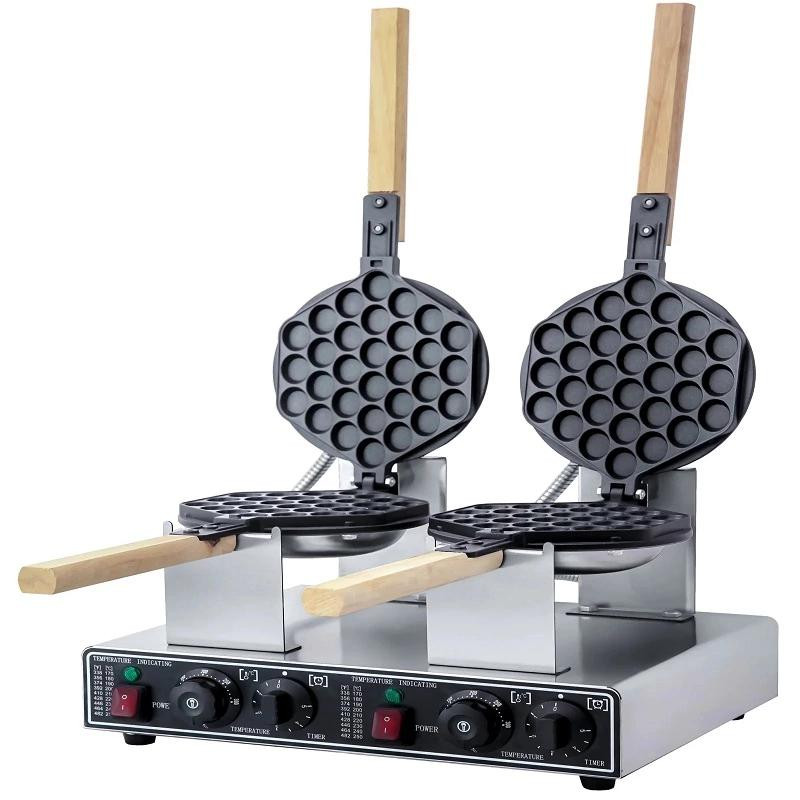 Commercial Electric Double Egg Waffle Baker, 2.8kW Professional Dual Bubble Waffle Maker, Industrial Hong Kong Style Waffle Station WG-HF-QQ22