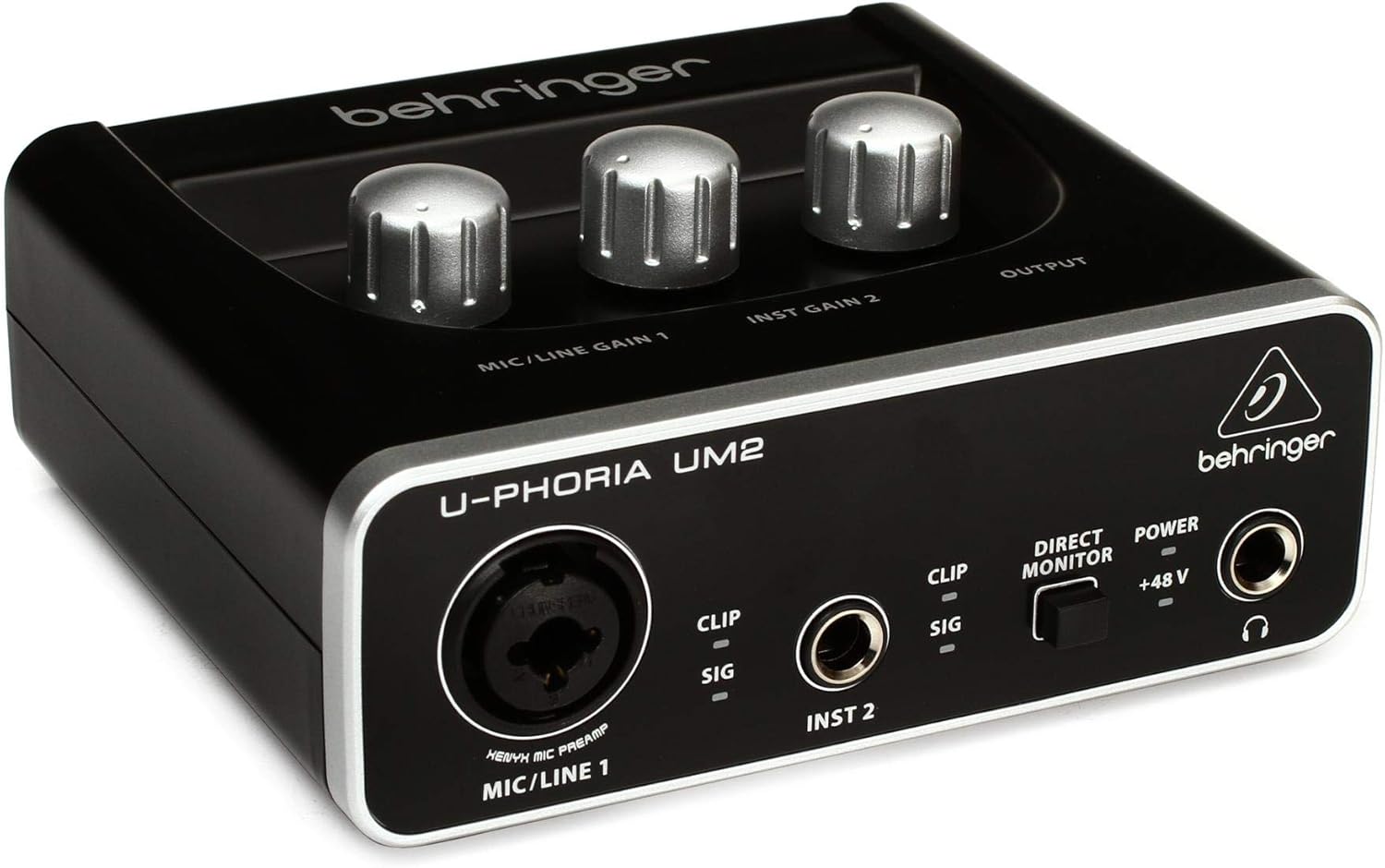 Behringer U-PHORIA UM2 Audiophile 2x2 USB Audio Interface with XENYX Mic Preamplifier | for Recording Microphones and Instruments