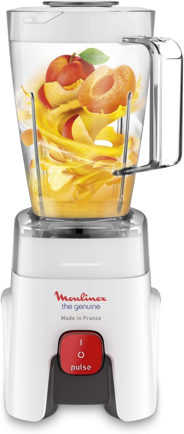 MOULINEX Blender | Genuine 1.75 L Blender Smoothie Maker | Mixer | 500 W |2 Attachments | One Speed and Pulse Function |White | LM242B28