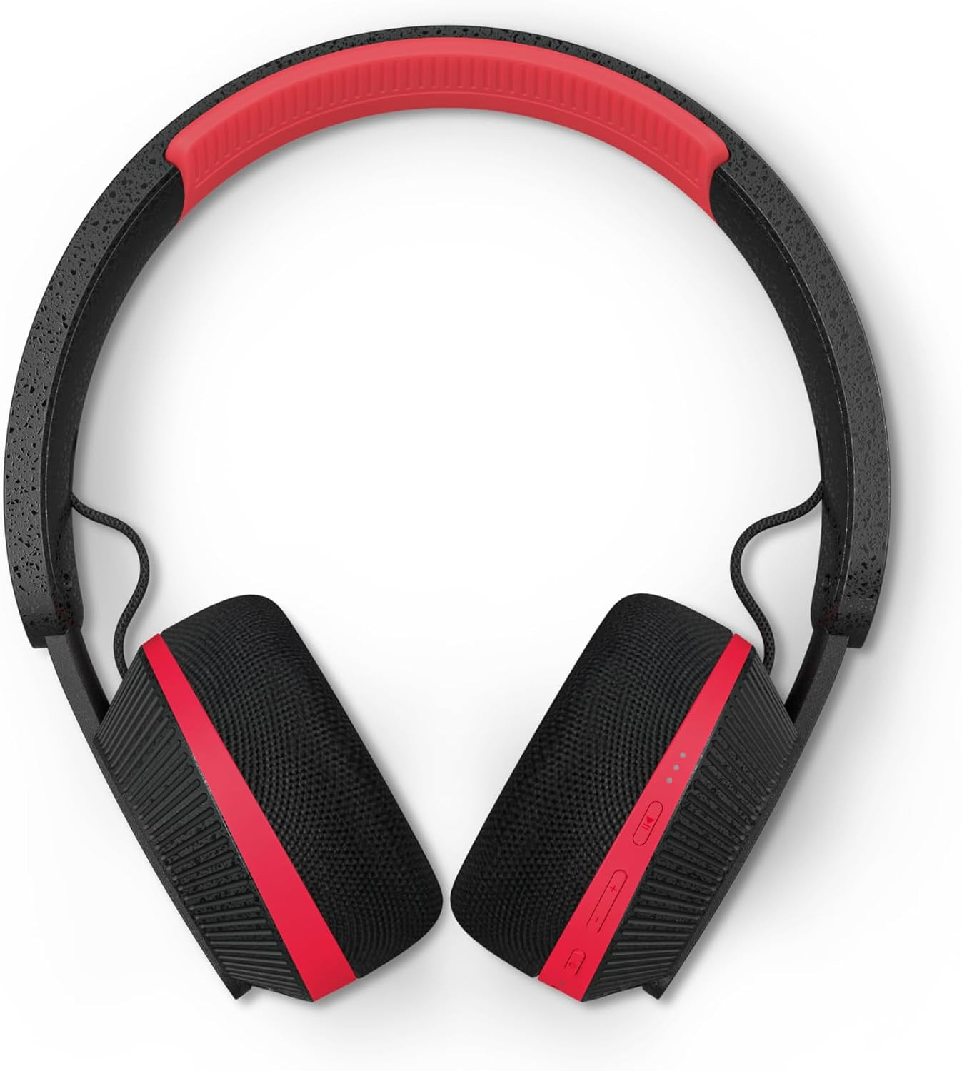 Philips TAA6219BK Solar Powered Self Charging On Ear Bluetooth Headphones - 80 Hour Battery Reserve Ideal for Working Out, Running and Other Sports - Black and Red