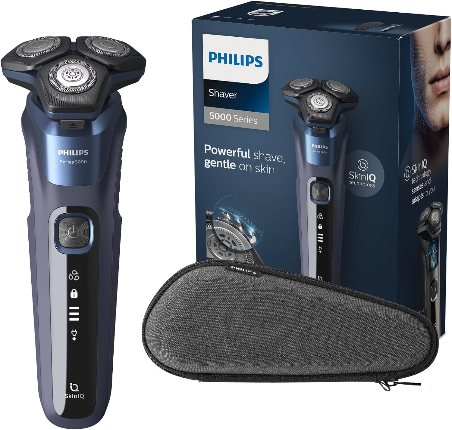 Philips Electric Shaver for Men Series 5000, Quick Charge, Wet and Dry Use, Long-lasting and Efficient Power Source,  Shows Battery Status, Cleaning Indicator, and Travel Lock Indicator - Model S5585/30