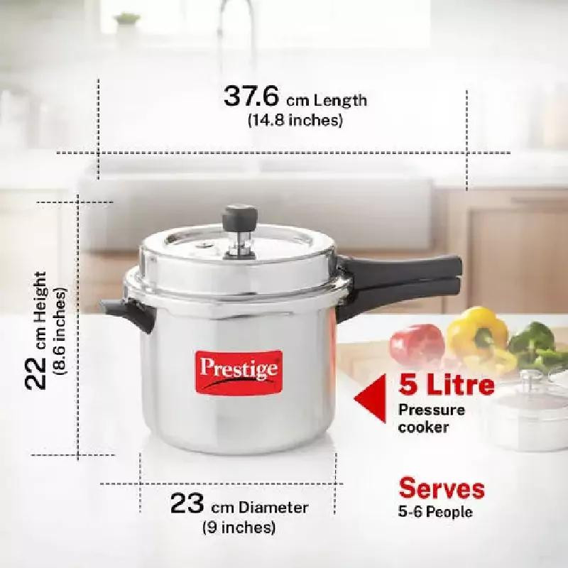 Prestige Popular Virgin Aluminium Svachh Outer Lid Pressure Cooker 5L 10167